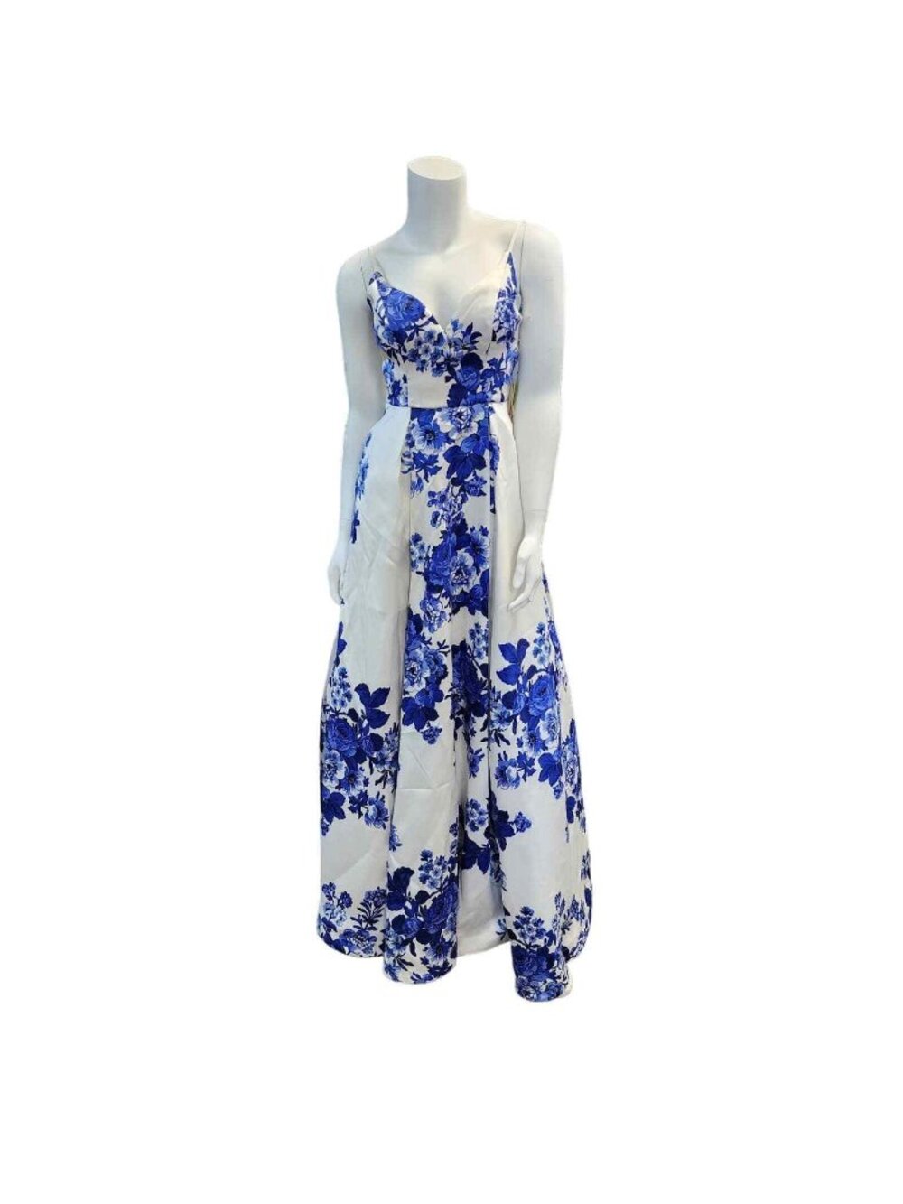 Women's Windsor Store Kiana Blue And White Floral Chiffon A-ALine Dress Size 1